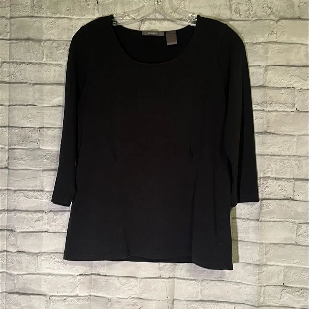 LIZ CLAIBORNE NY Scoop Neck black Textured Top